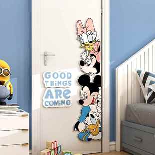 卡通米奇墙饰墙贴画儿童房间墙面装 饰遮丑房门贴挂牌卧室床头布置