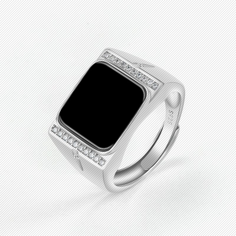 高档天然翡翠墨翠冰种玉石指环S