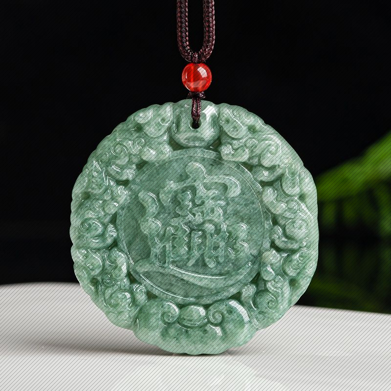 天然A货翡翠招财进宝吊坠豆种玉