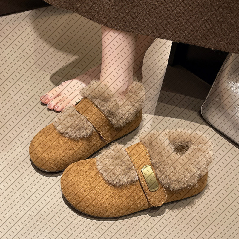 法式深口温柔棉鞋秋冬新款纯色公主鞋魔术贴内增高玛丽珍棉鞋,女鞋,棉鞋,淘宝优惠券,粉丝福利购,淘宝优惠卷