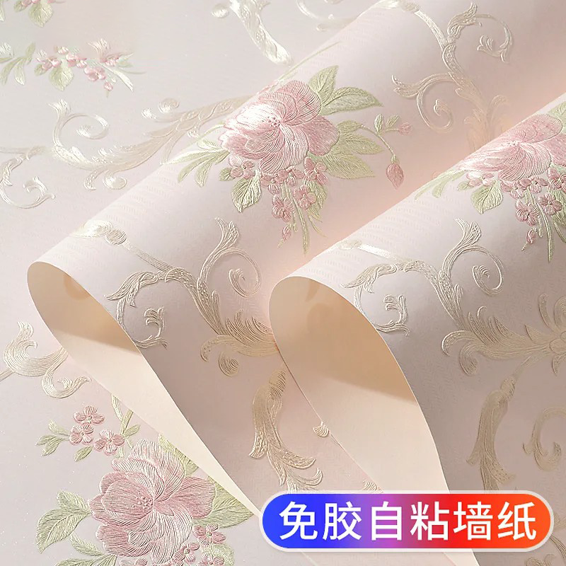 环保无纺布墙纸自粘加厚温馨卧室客厅房间背景墙防水防潮自贴壁纸
