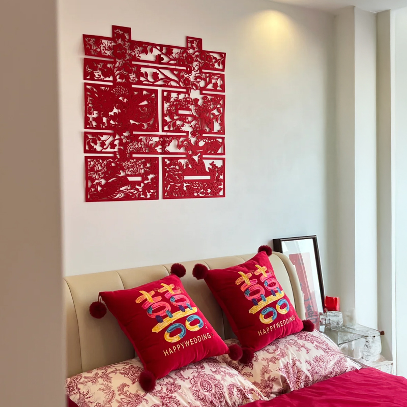 结婚男女方卧室床头喜字氛围感
