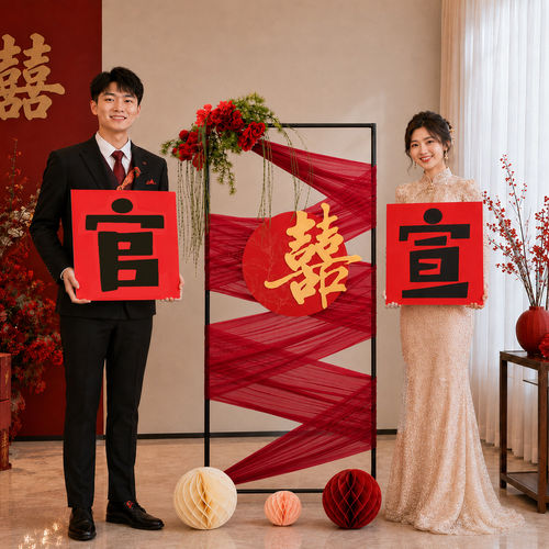 婚房布置仿真花路引喜字套装
