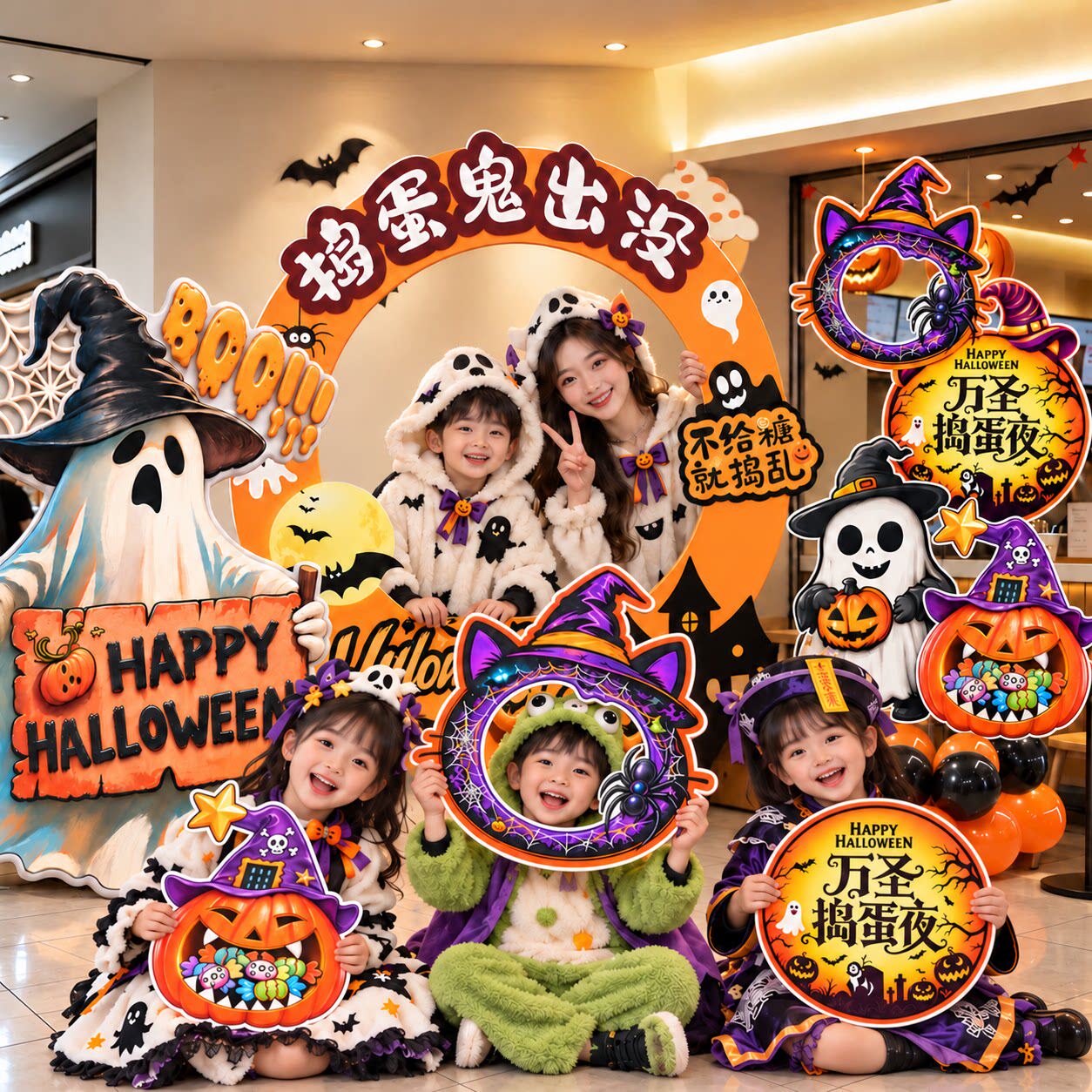 万圣节酒吧店铺门口主题活动打卡手持拍照美陈背景kt展板装饰布置