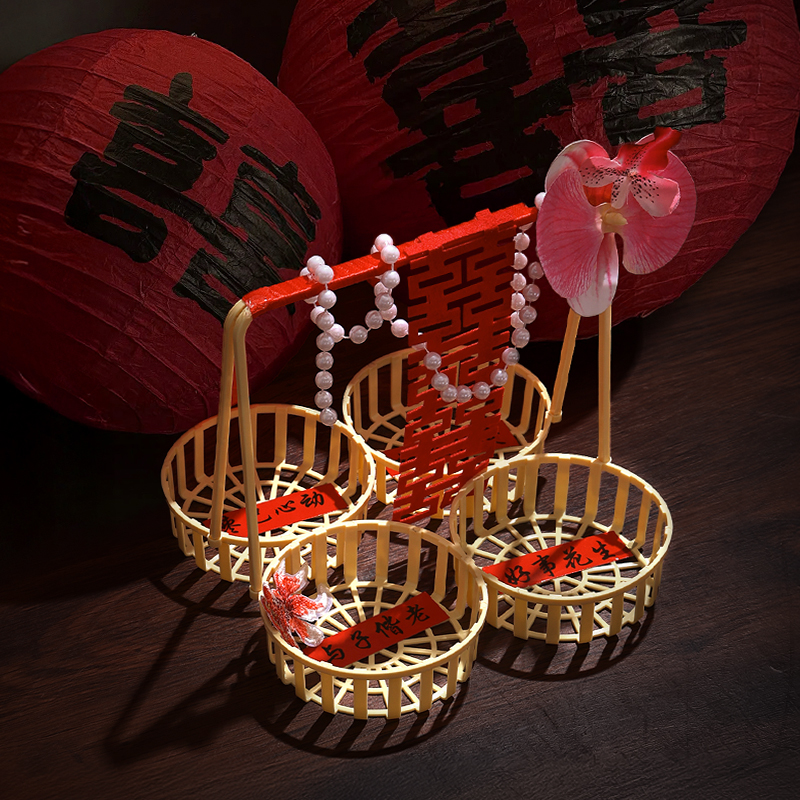 结婚客厅茶几装饰早生贵子果盘