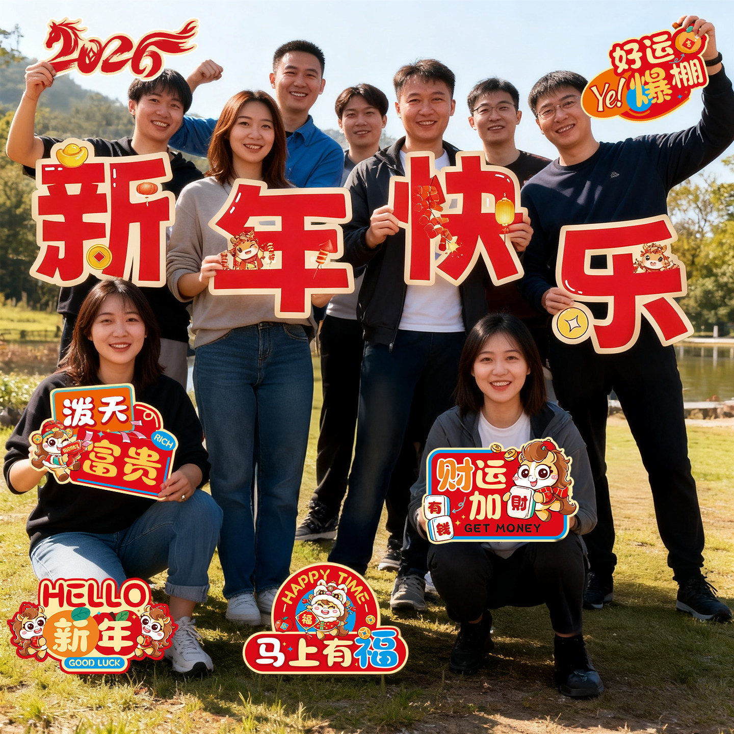 公司团建手举牌合照道具手持kt板马年场景装饰布置贺新年拍照道具,节庆用品/礼品,装扮布置套餐,淘宝优惠券,粉丝福利购,淘宝优惠卷