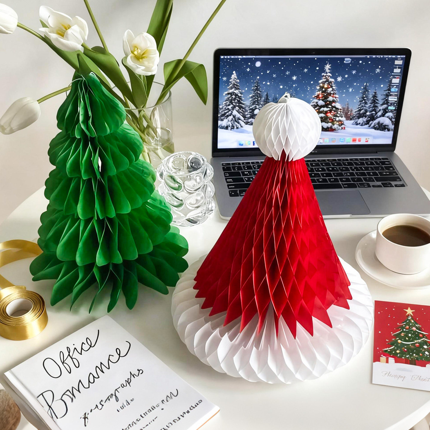 2025圣诞节餐桌面圣诞帽树摆件