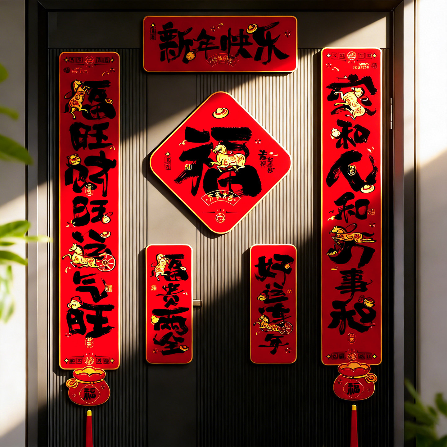 2026马年新年快乐磁吸对联新年入户门贴春节氛围布置春联福字门贴,节庆用品/礼品,喜字/剪纸/贴纸,淘宝优惠券,粉丝福利购,淘宝优惠卷