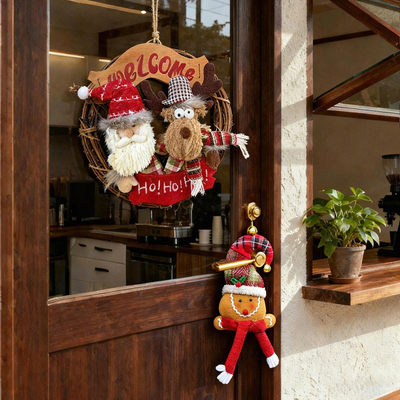 圣诞节商场店铺门上花环公仔挂件