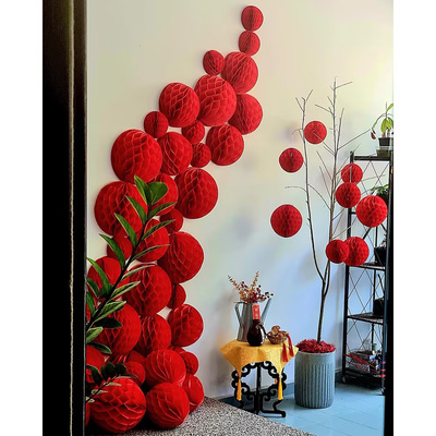 2026元旦春节蜂窝灯笼氛围挂饰