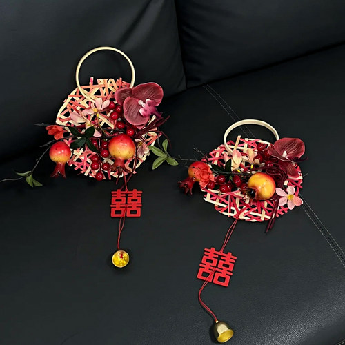 新婚房卧室房间门把手上喜字挂件