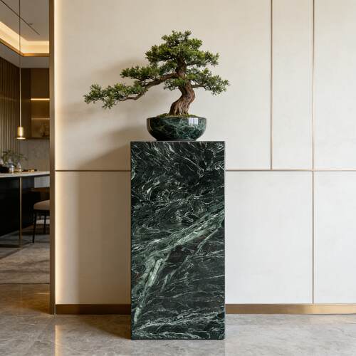 绿色花纹天然大理石摆件底座