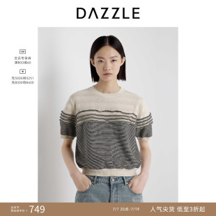 DAZZLE 地素奥莱毛衫短袖2025年夏季复古短袖毛衫小上衣