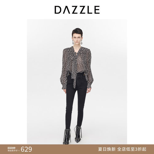 【奥莱专供】DAZZLE地素奥莱  衬衫春秋女装系带设计感雪纺上衣