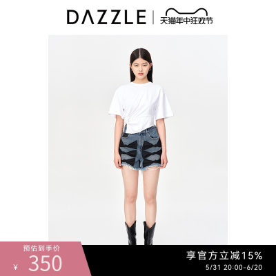 DAZZLE地素奥莱 春季小众设计感别致蝴蝶结装饰A字牛仔短裤女