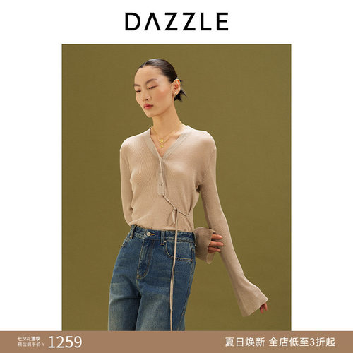【青绿冬季系列】DAZZLE 地素奥莱毛衣25年冬季交襟新中式打底