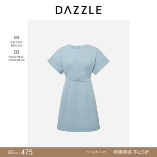 DAZZLE地素奥莱连衣裙春夏装腰带卷边袖收腰裙子