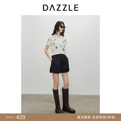 DAZZLE地素松紧腰休闲短裤