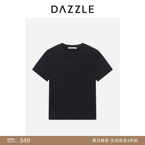 【奥莱专供】DAZZLE 地素奥莱短袖T恤秋季全棉纯棉绣花T恤