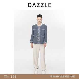 DAZZLE地素奥莱牛仔外套法式复古小香风冬季肌理感夹克女