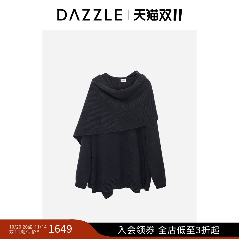 DAZZLE 地素奥莱毛衫连衣裙深灰色围巾长袖毛衫连衣裙
