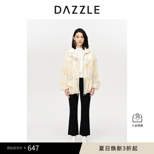 春夏款 DAZZLE地素奥莱 休闲连帽轻薄老花字母印花短外套上衣女