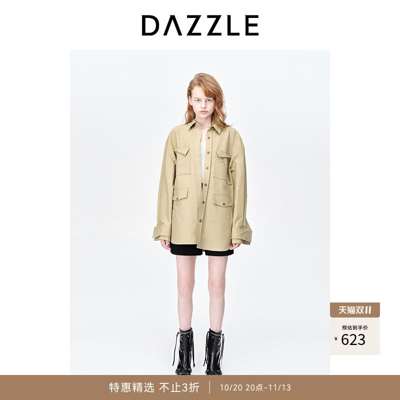 【奥莱专供】DAZZLE地素奥莱春装工装风宽松衬衫式外套夹克上衣