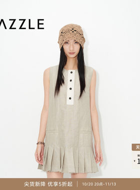 【周四上新】DAZZLE 地素2026年夏季小A字百褶荷叶毛边无袖连衣裙