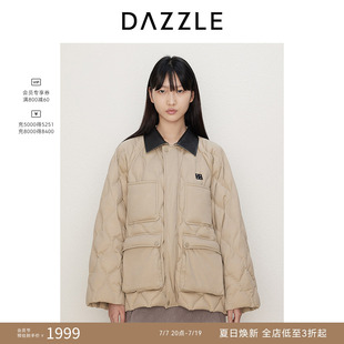 DAZZLE地素奥莱 羽绒服女秋季摩登复古夹克式中长款外套