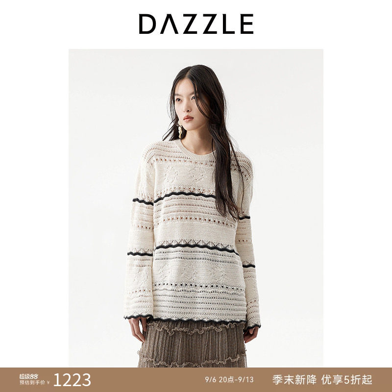 DAZZLE 地素奥莱毛衣2026年春季绵羊毛混纺毛织长袖上衣图片