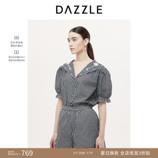 DAZZLE地素奥莱 衬衫秋季田园度假风少女刺绣娃娃衫