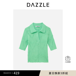 上衣 DAZZLE地素奥莱polo领针织衫 春夏款 绿色薄款 肌理感修身