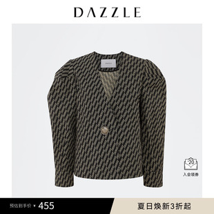 外套 方短西装 DAZZLE地素奥莱 定制老花泡泡袖