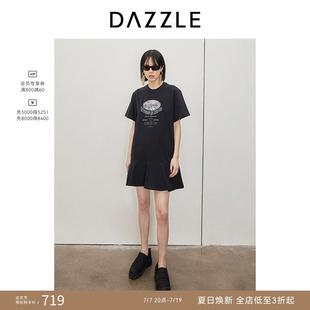 DAZZLE地素奥莱 连衣裙春夏女装T恤印花短裙