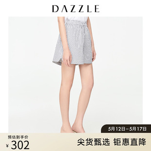 女2D2Q1392A 休闲裤 复古运动条纹拳击短裤 DAZZLE地素奥莱