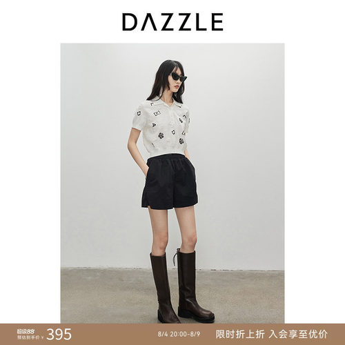 DAZZLE地素松紧腰休闲短裤
