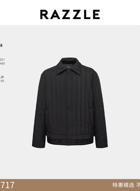 RAZZLE 地素奥莱男装短棉服冬季黑色绗棉外套