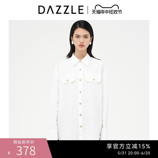 上衣女2D4C4101C 衬衫 白色宽松小众长袖 DAZZLE地素奥莱