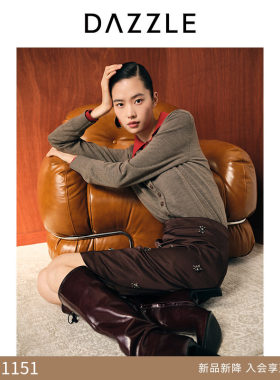 DAZZLE 地素奥莱半身裙2026年春季亚麻混纺黄褐色短裙