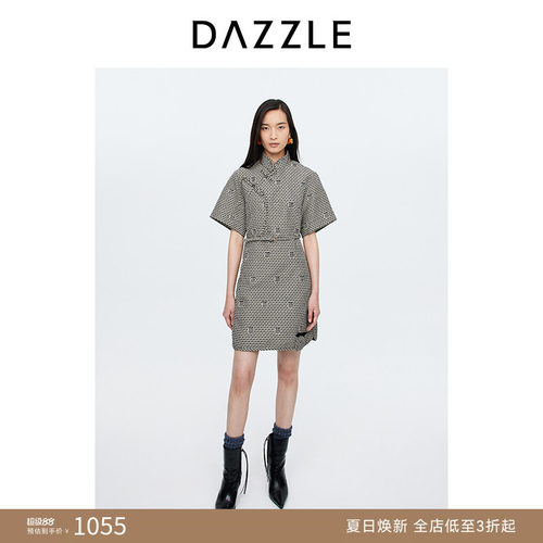 DAZZLE地素刺绣旗袍连衣裙