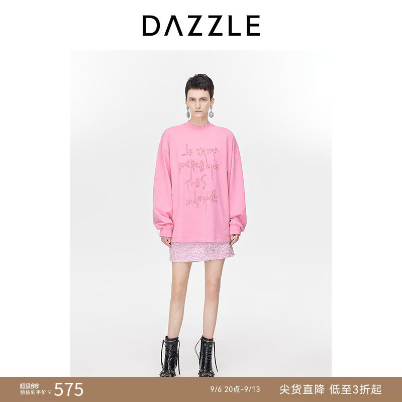 DAZZLE长袖烫钻地素上衣图片