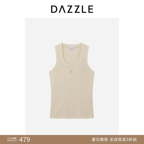 DAZZLE 地素奥莱毛衫无袖2025夏季米白色针织背心