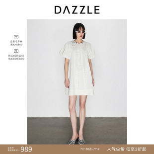 DAZZLE地素奥莱 连衣裙春夏度假法式镂空泡泡袖设计裙子女