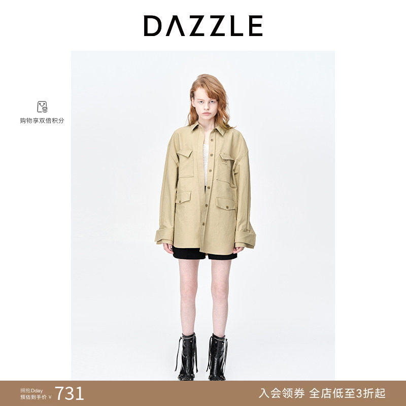 【奥莱专供】DAZZLE地素奥莱春装工装风宽松衬衫式外套夹克上衣