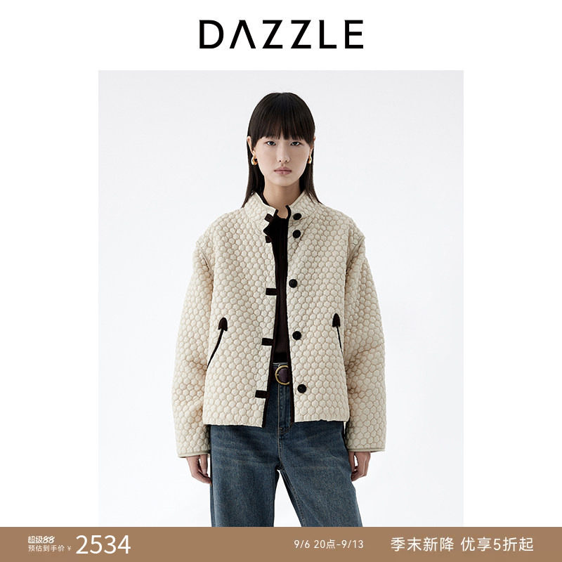DAZZLE 地素奥莱棉服女2026年春季新款米白色棉衣图片
