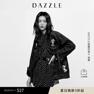 法式 氣質波點刺繡連衣裙初戀裙女 DAZZLE地素奧萊 劉雯同款