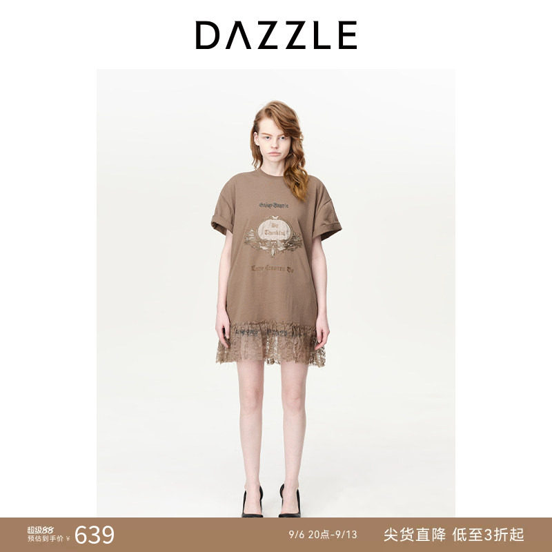 DAZZLE休闲地素蕾丝短袖图片