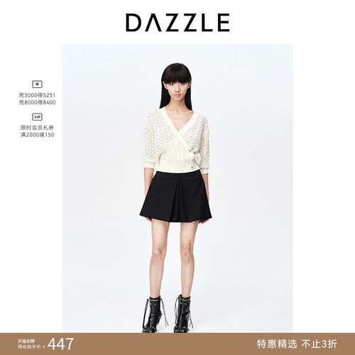 DAZZLE蕾丝斜襟针织开衫地素夏装