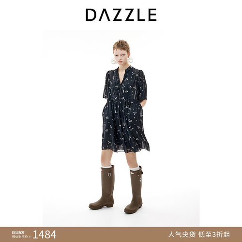 DAZZLE地素奥莱 连衣裙2025年夏季甜美气质设计感中袖连衣裙
