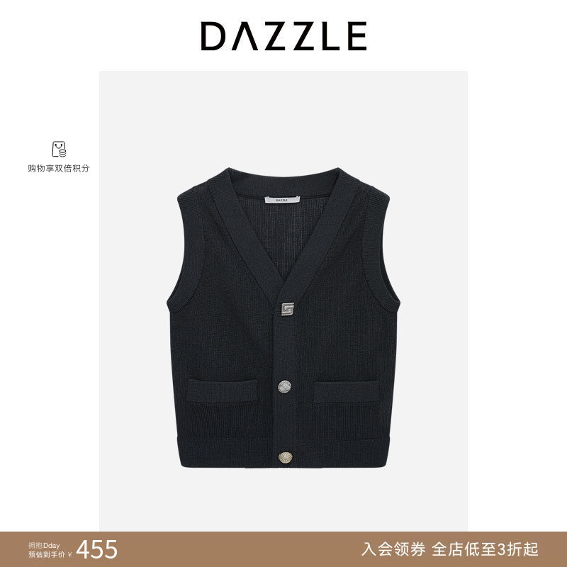 【奥莱专供】DAZZLE 地素奥莱毛衣深灰色无袖毛衫外套